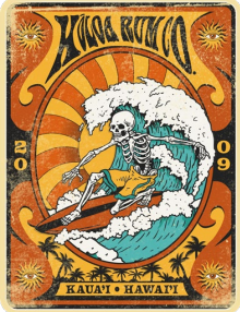Sticker Surfer Skeleton